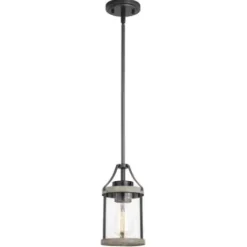 * Indoor Lighting|Cheap Patriot Lighting® Elegant Home Brooklyn Natural Iron & Distressed Faux Wood 1-Light Mini Pendant
