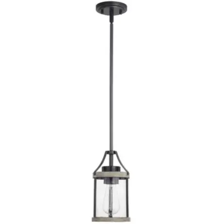 * Indoor Lighting|Cheap Patriot Lighting® Elegant Home Brooklyn Natural Iron & Distressed Faux Wood 1-Light Mini Pendant