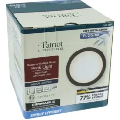* Indoor Lighting|Cheap Patriot Lighting® Led Black Metal Plug-In Under Cabinet Puck Light