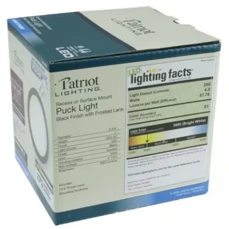 * Indoor Lighting|Cheap Patriot Lighting® Led Black Metal Plug-In Under Cabinet Puck Light