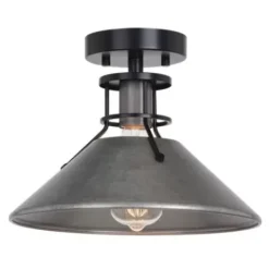 * Indoor Lighting|Cheapest Patriot Lighting® Ashtyn Matte Black & Charcoal Patina 1-Light Semi-Flush Mount Ceiling Light