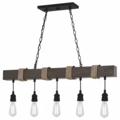 * Indoor Lighting|Cheapest Patriot Lighting® Joyce Natural Wood And Black 5-Light Island Light