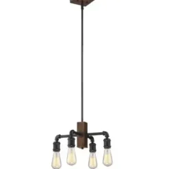 * Indoor Lighting|Cheapest Patriot Lighting® Elegant Home Steele 4-Light Replica Wood With Antique Black Chandelier