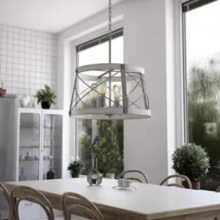 * Indoor Lighting|Coupon Patriot Lighting® Bea White Wash Faux Wood And Galvanized 4-Light Pendant