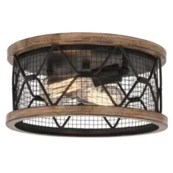 * Indoor Lighting|Coupon Patriot Lighting® Elegant Home Bodhi Black & Replica Wood 2-Light Flush Mount Ceiling Light