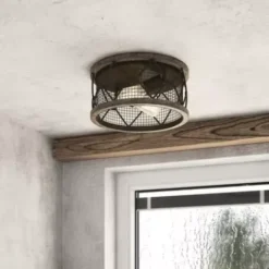 * Indoor Lighting|Coupon Patriot Lighting® Elegant Home Bodhi Black & Replica Wood 2-Light Flush Mount Ceiling Light