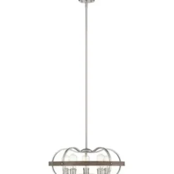 * Indoor Lighting|Coupon Patriot Lighting® Waverly Satin Nickel & Wood 5-Light Pendant