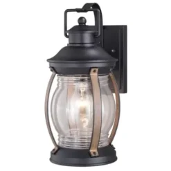 * Outdoor Lighting|Coupon Patriot Lighting® Zion Textured Black And Replica Wood Outdoor Wall Light