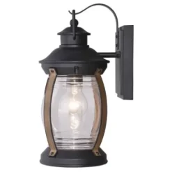 * Outdoor Lighting|Coupon Patriot Lighting® Zion Textured Black And Replica Wood Outdoor Wall Light