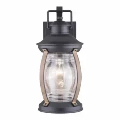 * Outdoor Lighting|Coupon Patriot Lighting® Zion Textured Black And Replica Wood Outdoor Wall Light