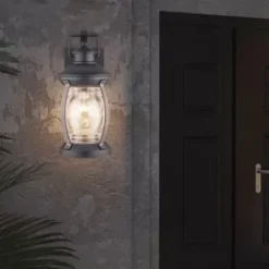 * Outdoor Lighting|Coupon Patriot Lighting® Zion Textured Black And Replica Wood Outdoor Wall Light