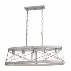 * Indoor Lighting|Deals Patriot Lighting® Bea White Wash Faux Wood And Galvanized 5-Light Island Light