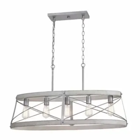 * Indoor Lighting|Deals Patriot Lighting® Bea White Wash Faux Wood And Galvanized 5-Light Island Light