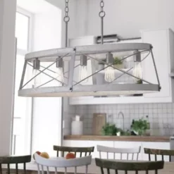 * Indoor Lighting|Deals Patriot Lighting® Bea White Wash Faux Wood And Galvanized 5-Light Island Light