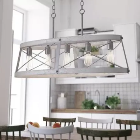 * Indoor Lighting|Deals Patriot Lighting® Bea White Wash Faux Wood And Galvanized 5-Light Island Light