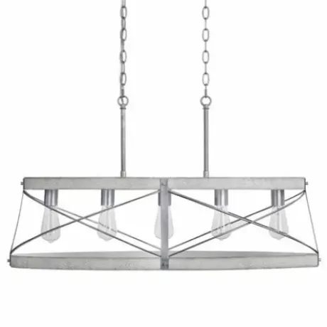 * Indoor Lighting|Deals Patriot Lighting® Bea White Wash Faux Wood And Galvanized 5-Light Island Light