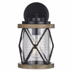 * Outdoor Lighting|Discount Patriot Lighting® Elegant Home Bodhi Black & Replica Wood Outdoor Wall Light