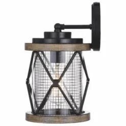 * Outdoor Lighting|Discount Patriot Lighting® Elegant Home Bodhi Black & Replica Wood Outdoor Wall Light