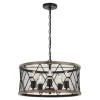 * Indoor Lighting|Discount Patriot Lighting® Elegant Home Bodhi Black & Replica Wood 5-Light Pendant
