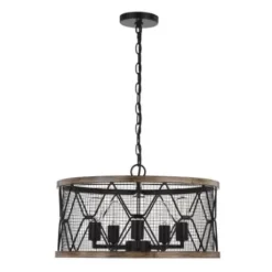 * Indoor Lighting|Discount Patriot Lighting® Elegant Home Bodhi Black & Replica Wood 5-Light Pendant