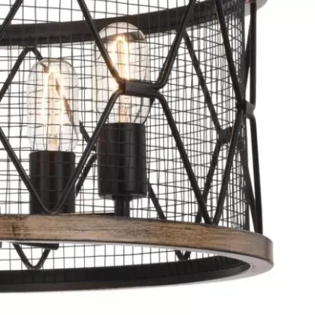 * Indoor Lighting|Discount Patriot Lighting® Elegant Home Bodhi Black & Replica Wood 5-Light Pendant
