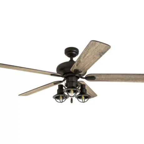 * Ceiling Fans|Flash Sale Patriot Lighting™ Crown Point 52″ Matte Black Industrial Indoor Led Ceiling Fan