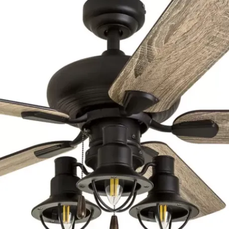 * Ceiling Fans|Flash Sale Patriot Lighting™ Crown Point 52″ Matte Black Industrial Indoor Led Ceiling Fan