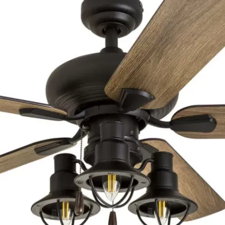 * Ceiling Fans|Flash Sale Patriot Lighting™ Crown Point 52″ Matte Black Industrial Indoor Led Ceiling Fan