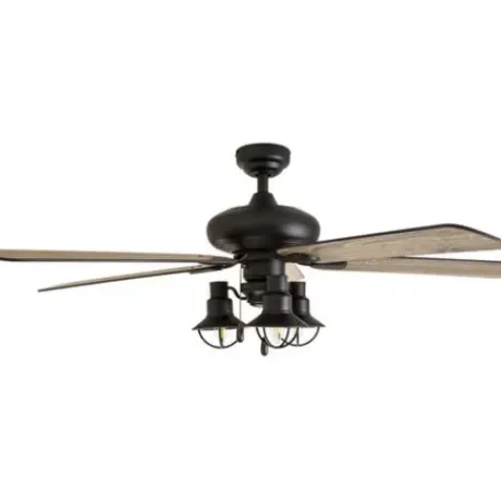 * Ceiling Fans|Flash Sale Patriot Lighting™ Crown Point 52″ Matte Black Industrial Indoor Led Ceiling Fan