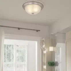 * Indoor Lighting|Flash Sale Patriot Lighting® Paula Satin Nickel 2-Light Flush Mount Ceiling Light – 2 Pack