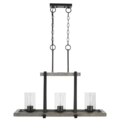 * Indoor Lighting|Flash Sale Patriot Lighting® Elegant Home Brooklyn Natural Iron & Distressed Faux Wood 3 Light Island Light