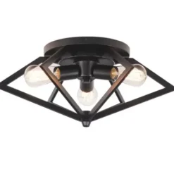 * Indoor Lighting|Hot Sale Patriot Lighting® Pyramus Matte Black 3-Light Flush Mount Ceiling Light