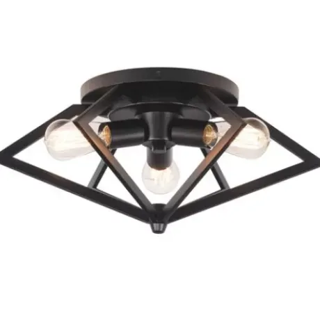 * Indoor Lighting|Hot Sale Patriot Lighting® Pyramus Matte Black 3-Light Flush Mount Ceiling Light