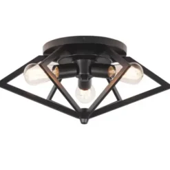 * Indoor Lighting|Hot Sale Patriot Lighting® Pyramus Matte Black 3-Light Flush Mount Ceiling Light