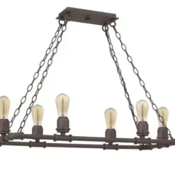 * Indoor Lighting|Hot Sale Patriot Lighting® Elegant Home Pipper Matte Black 6 Light Island Light