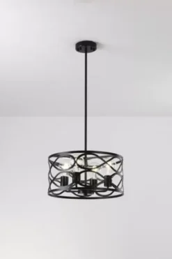 * Indoor Lighting|Hot Sale Patriot Lighting® Phinny Matte Black 4-Light Pendant/Semi-Flush Mount Ceiling Light