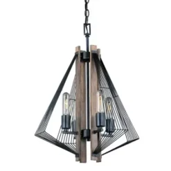 * Indoor Lighting|Hot Sale Patriot Lighting® Rochester 4-Light Black Iron & Brunished Oak Chandelier