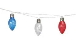 * Outdoor Lighting|New Patriot Lighting® 10′ 8″ 10-Light Red White Blue Patriotic Fairy String Light