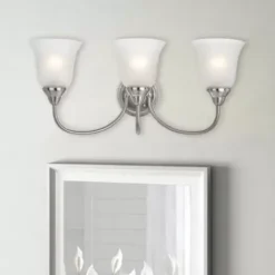 * Indoor Lighting|New Patriot Lighting® Chesley Satin Nickel 3-Light Vanity Light
