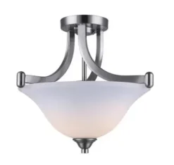 * Indoor Lighting|New Patriot Lighting® Dee Brushed Nickel 2-Light Semi-Flush Mount Ceiling Light