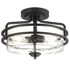 * Indoor Lighting|New Patriot Lighting® Joska Matte Black 2-Light Semi-Flush Mount Ceiling Light
