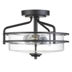 * Indoor Lighting|New Patriot Lighting® Joska Matte Black 2-Light Semi-Flush Mount Ceiling Light