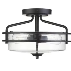 * Indoor Lighting|New Patriot Lighting® Joska Matte Black 2-Light Semi-Flush Mount Ceiling Light