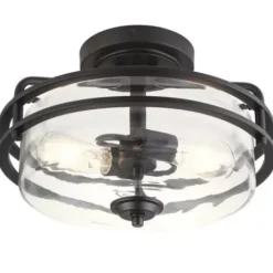 * Indoor Lighting|New Patriot Lighting® Joska Matte Black 2-Light Semi-Flush Mount Ceiling Light