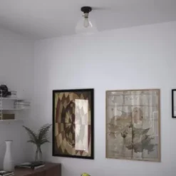 * Indoor Lighting|New Patriot Lighting® Kenzie Matte Black & Gold 1-Light Semi-Flush Mount Ceiling Light