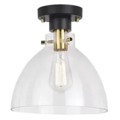 * Indoor Lighting|New Patriot Lighting® Kenzie Matte Black & Gold 1-Light Semi-Flush Mount Ceiling Light