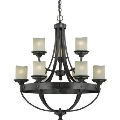 * Indoor Lighting|New Patriot Lighting® Lancaster 9-Light Black Walnut Chandelier