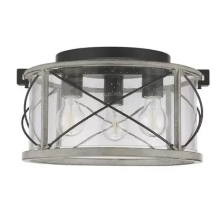 * Indoor Lighting|New Patriot Lighting® Lizzie Matte Black 3-Light Flush Mount Ceiling Light