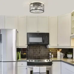 * Indoor Lighting|New Patriot Lighting® Lizzie Matte Black 3-Light Flush Mount Ceiling Light