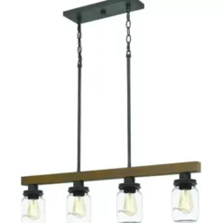 * Indoor Lighting|New Patriot Lighting® Wheland Matte Black 4-Light Island Light